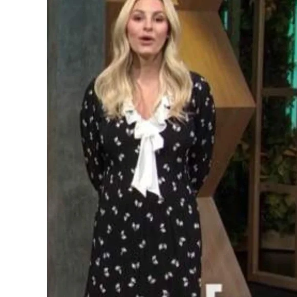 MAJE Rockale Bow Print Tie Neck Long Sleeve Dress - Picture 2 of 7